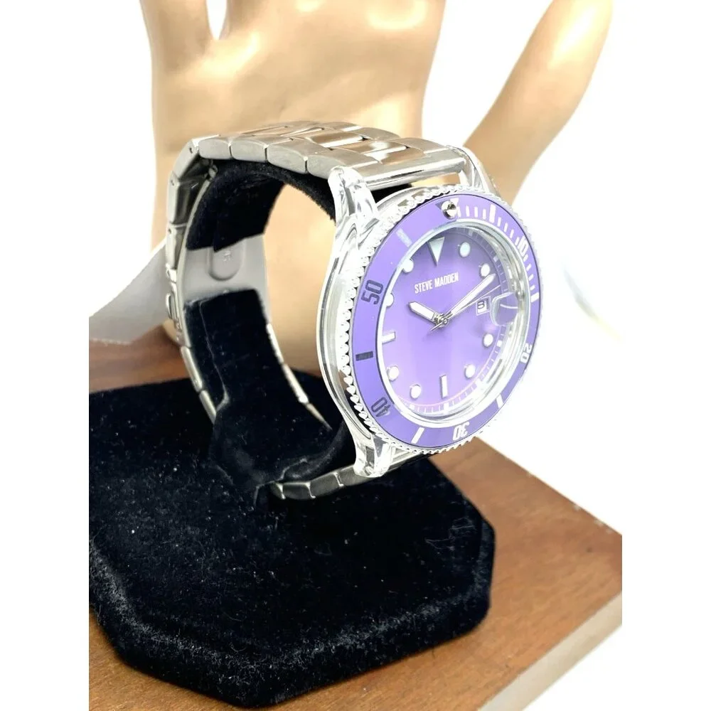 Steve Madden Women's Watch SM/1037 Quartz Purple Dial Stainless Steel 40mm